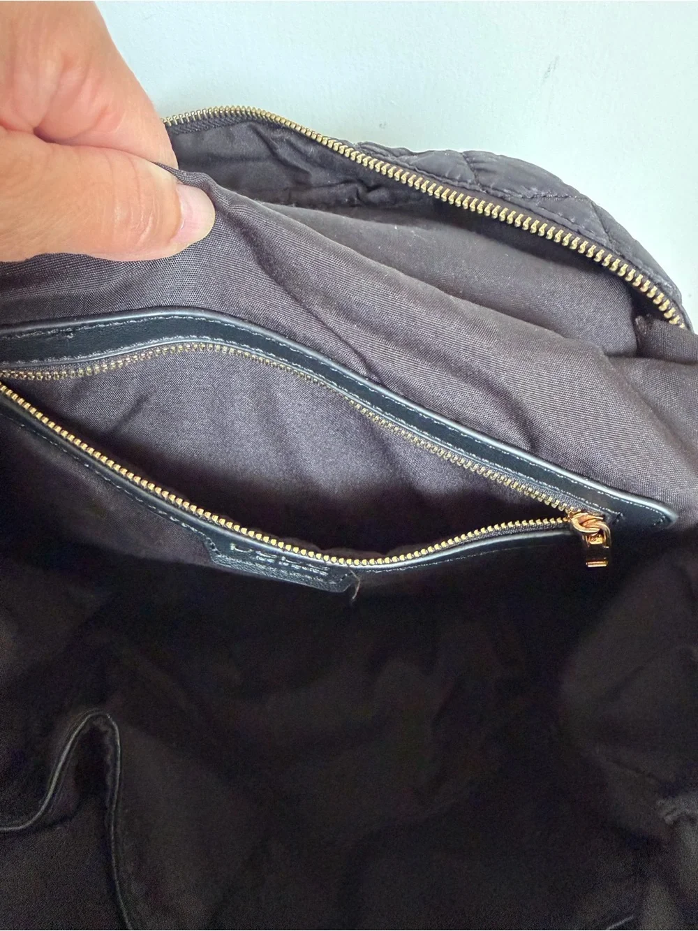 bebe Quilted Black Backpack with Gold-Tone Plate